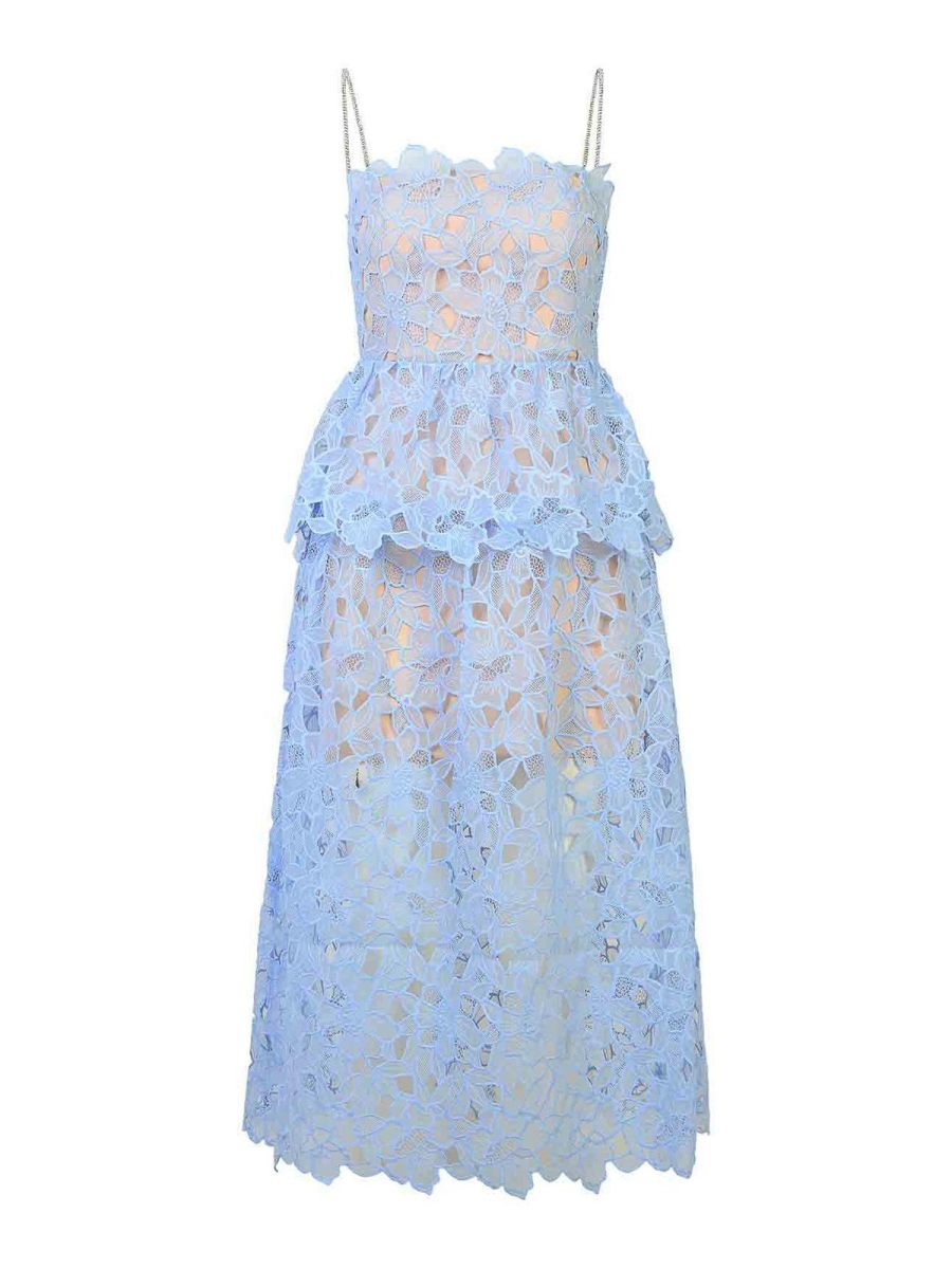Self Portrait Robe Au Genou - Bleu Clair