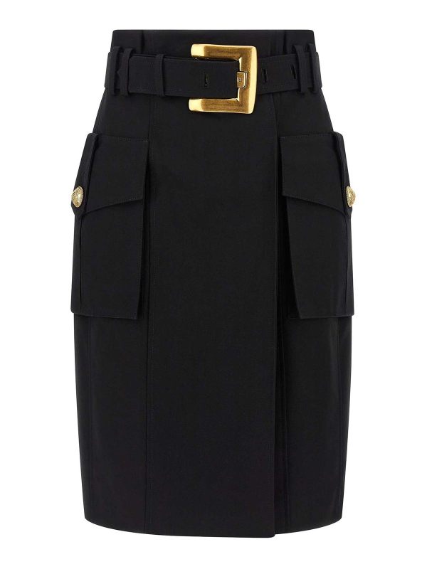 Balmain Jupe Midi - Noir