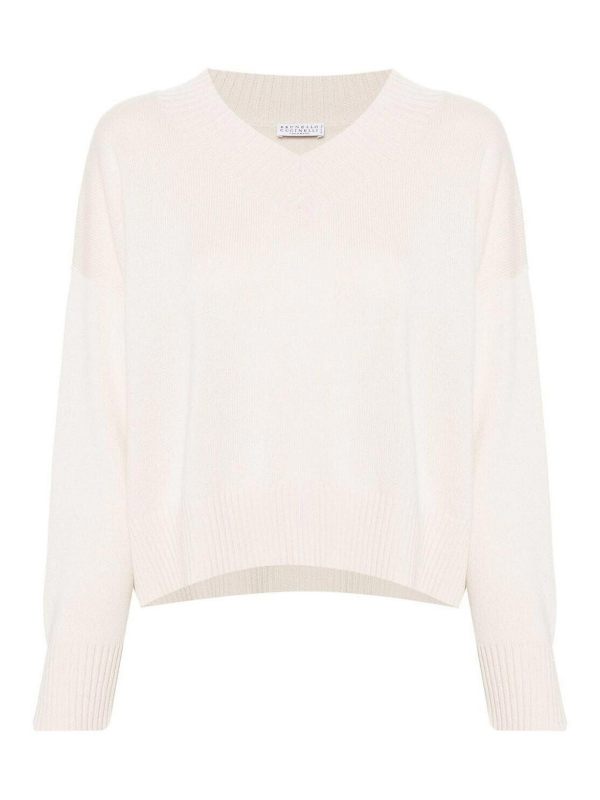 Brunello Cucinelli Pull À Col V - Blanc