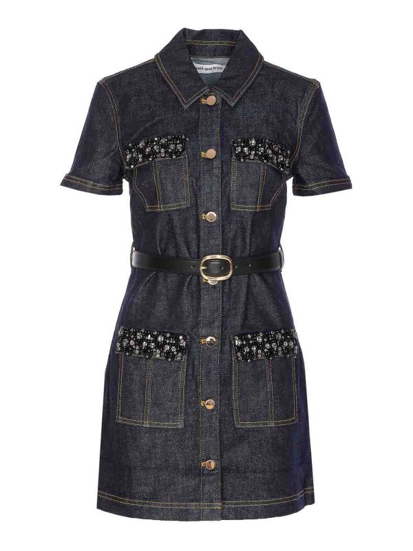 Self Portrait Robe Courte - Bleu