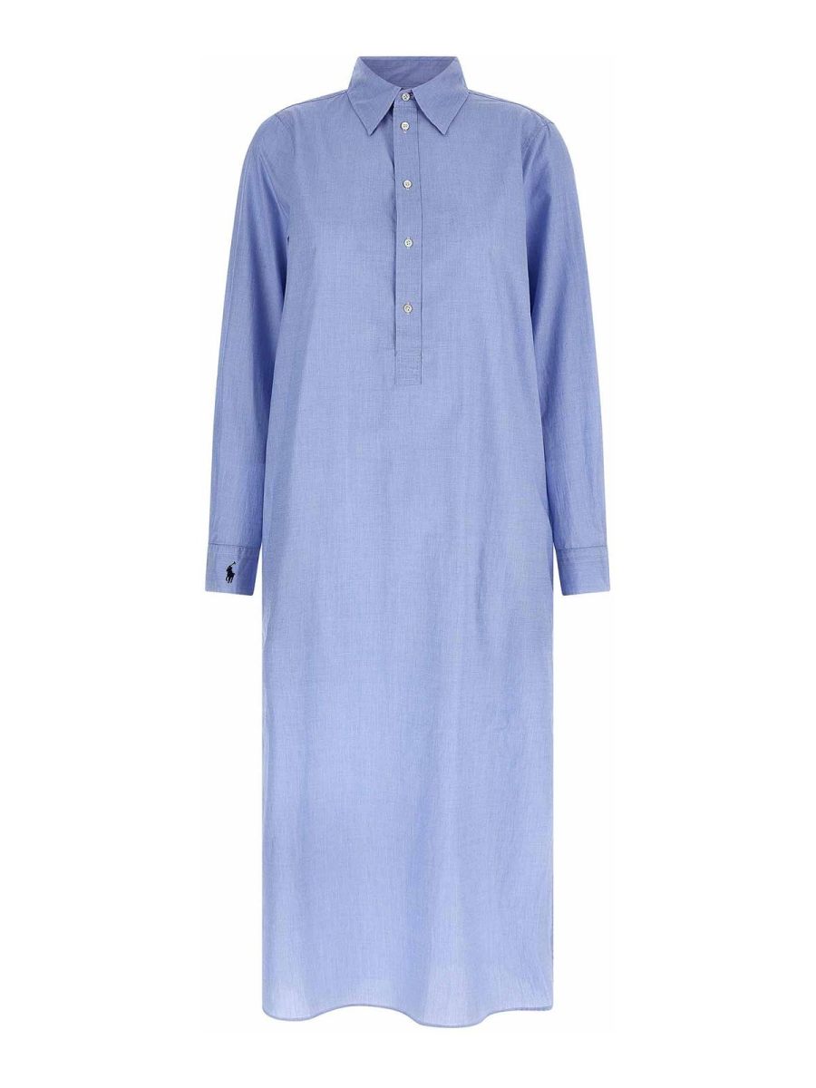 Polo Ralph Lauren Robe Au Genou - Bleu Clair