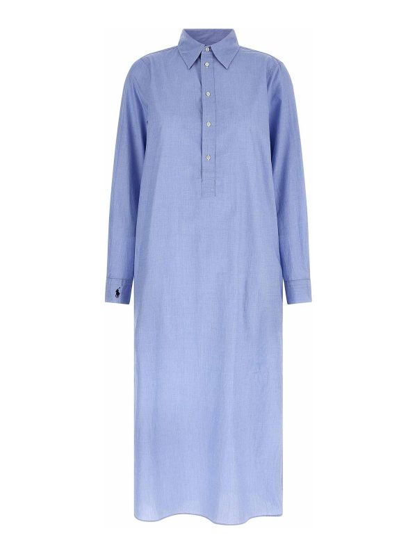 Polo Ralph Lauren Robe Au Genou - Bleu Clair