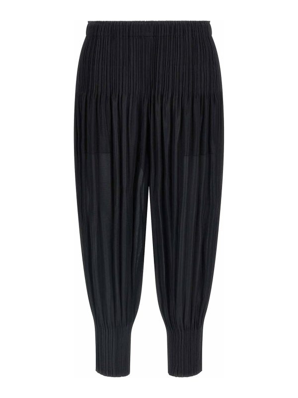 Pleats Please Issey Miyake Pantalons Décontractés - Noir