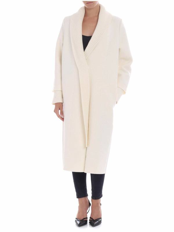 Fuzzi Manteau Au Genou - Crème
