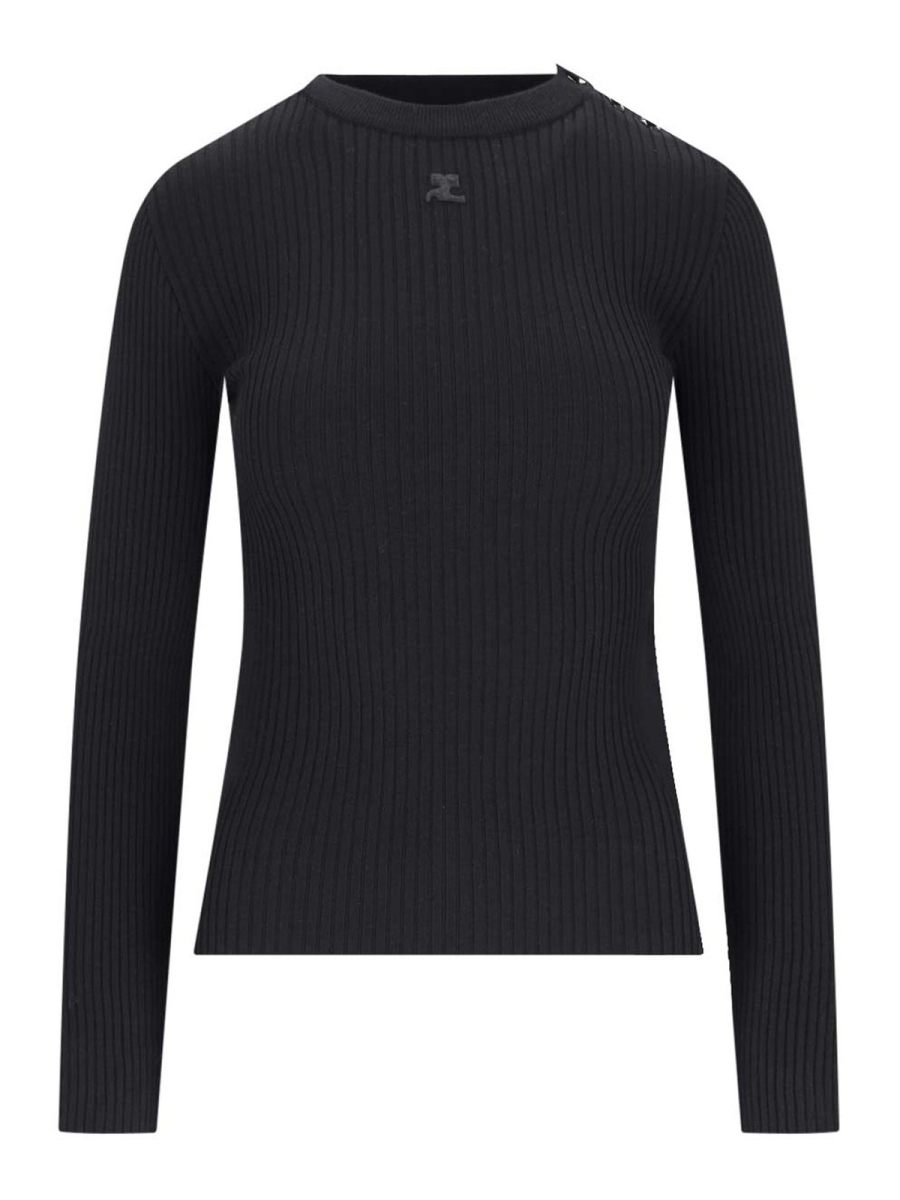 Courreges Pull Col Rond - Noir