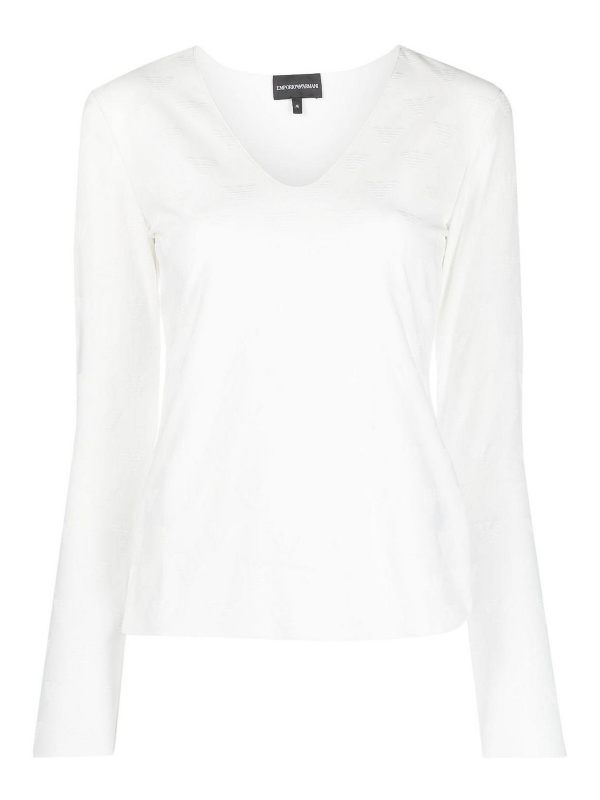 Emporio Armani Pull À Col V - Blanc