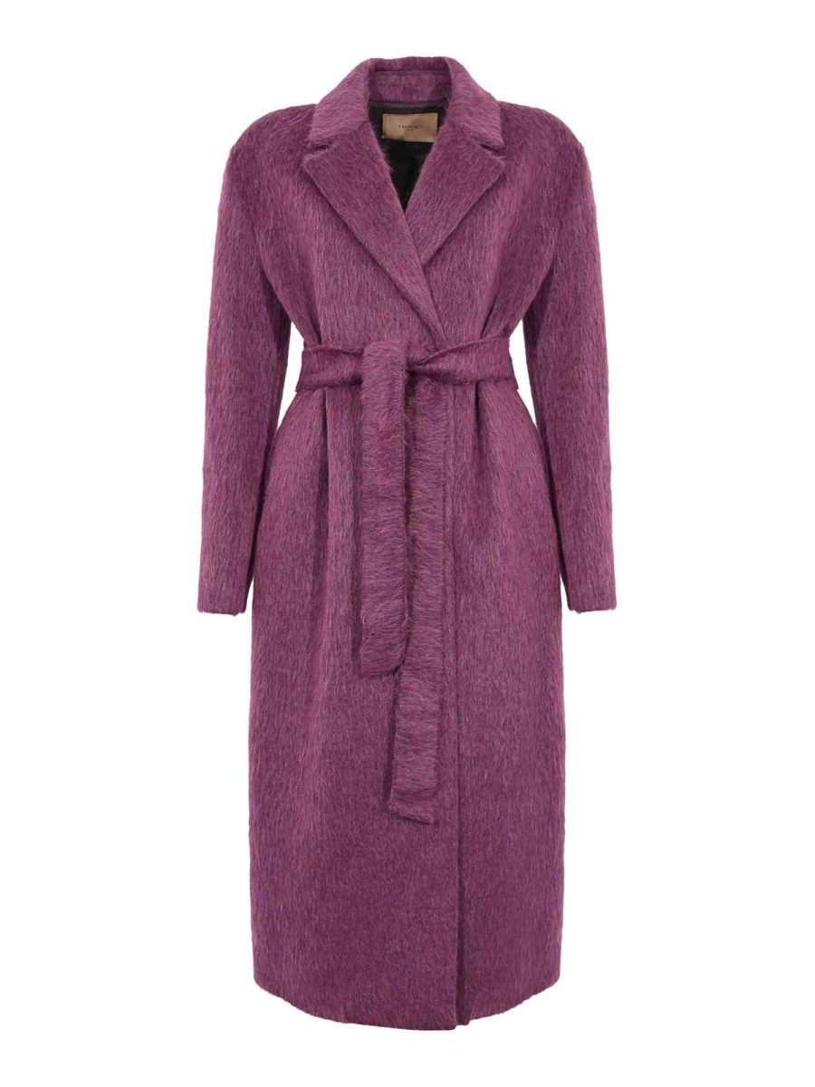 Twinset Manteau Au Genou - Violet