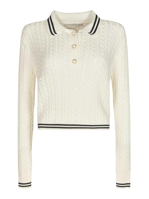 Alessandra Rich Pull Col Rond - Blanc