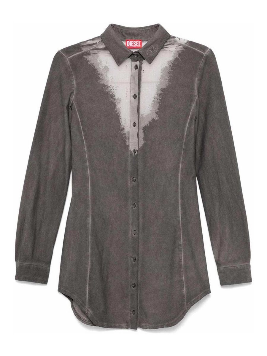 Diesel Robe Au Genou - Gris
