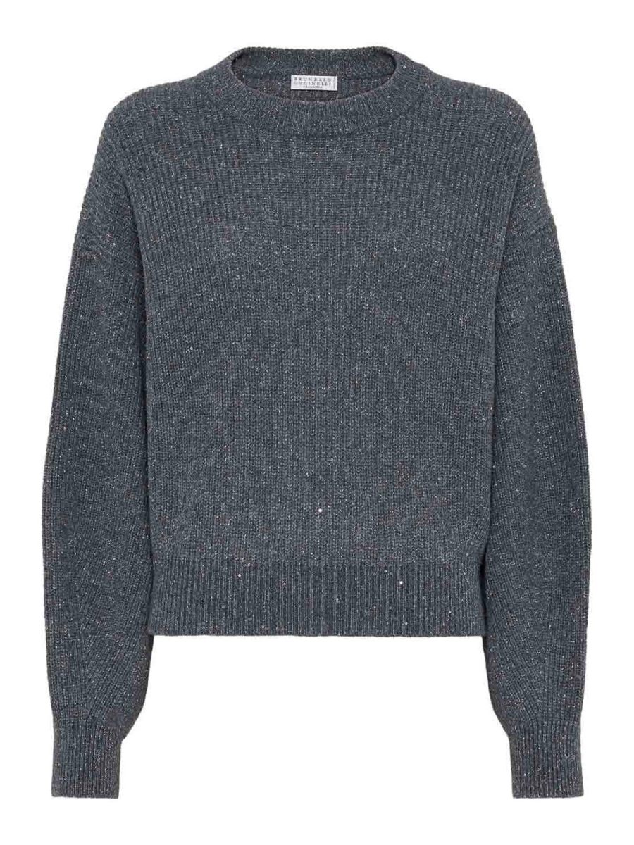 Brunello Cucinelli Pull Col Rond - Gris