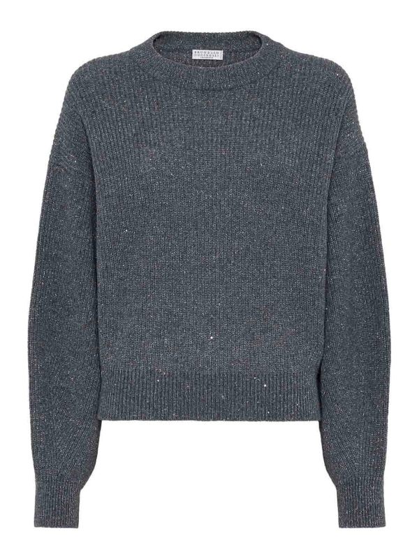 Brunello Cucinelli Pull Col Rond - Gris