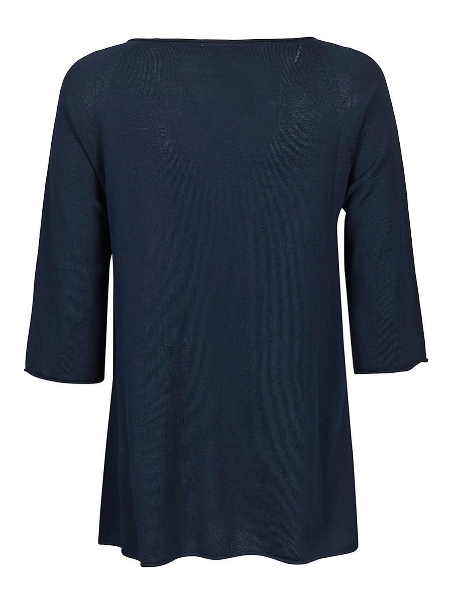 Manipur Cashmere Pull Col Rond - Bleu