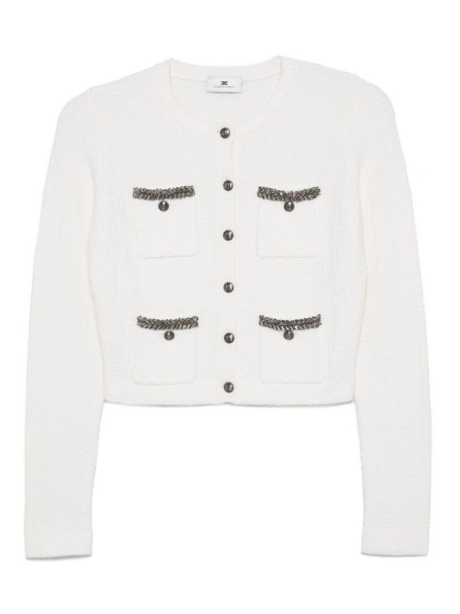 Elisabetta Franchi Pull Col Rond - Blanc