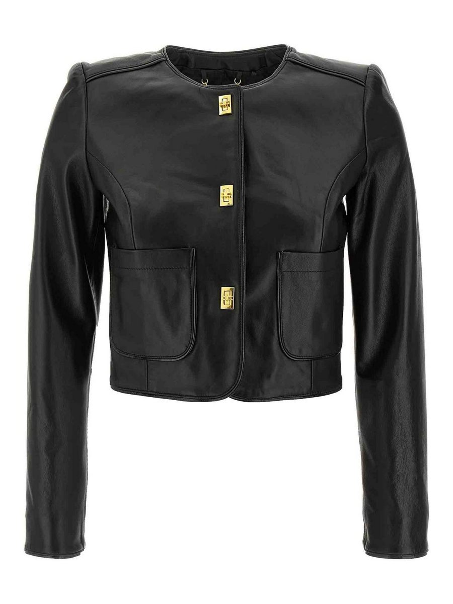 Elisabetta Franchi Blouson En Cuir - Noir