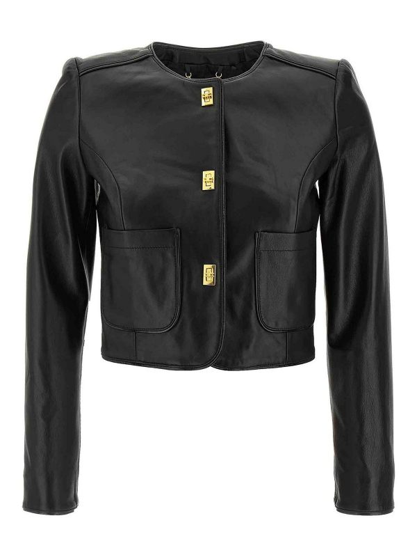 Elisabetta Franchi Blouson En Cuir - Noir