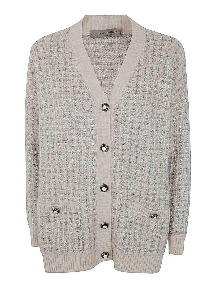 D. Exterior Cardigan - Bleu