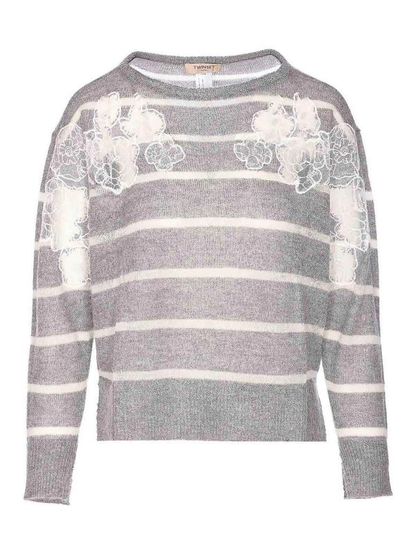 Twinset Pull Col Rond - Gris