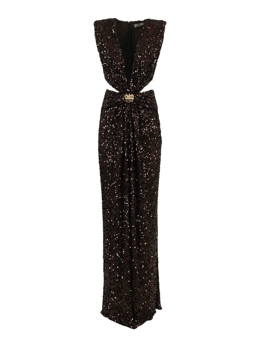 Elisabetta Franchi Maxi Robe - Marron