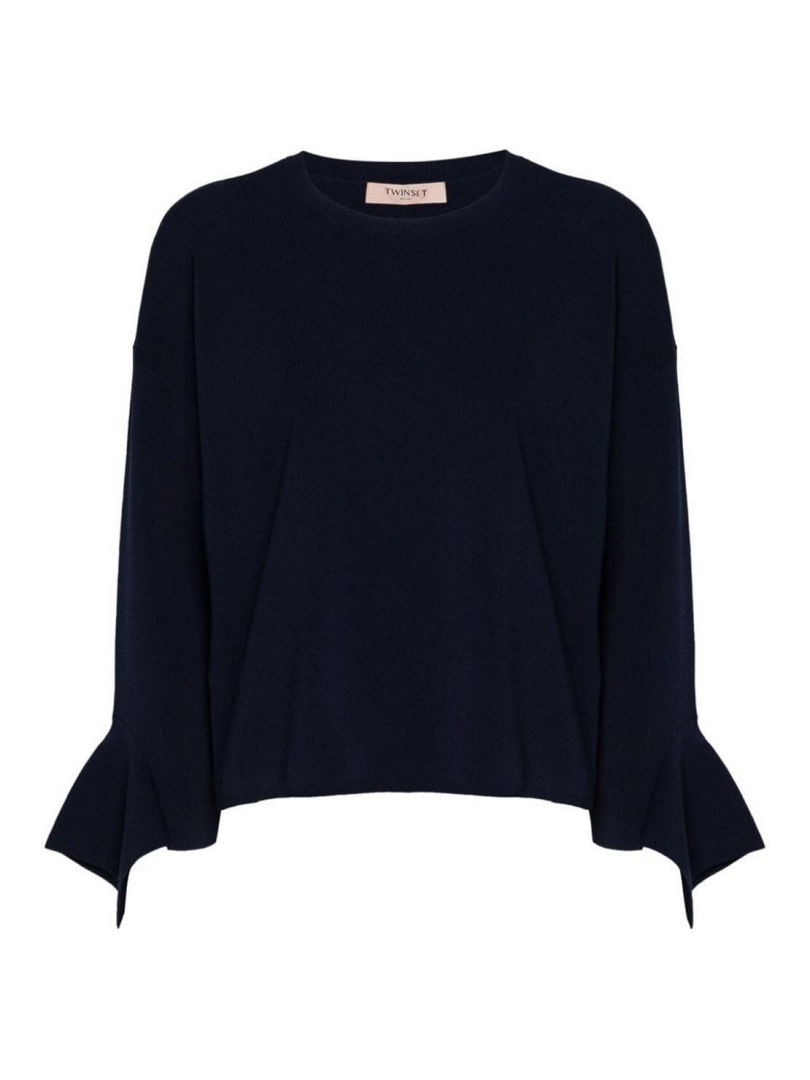 Twinset Pull Col Rond - Bleu Foncé