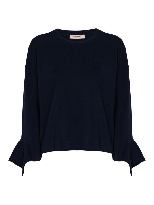 Twinset Pull Col Rond - Bleu Foncé