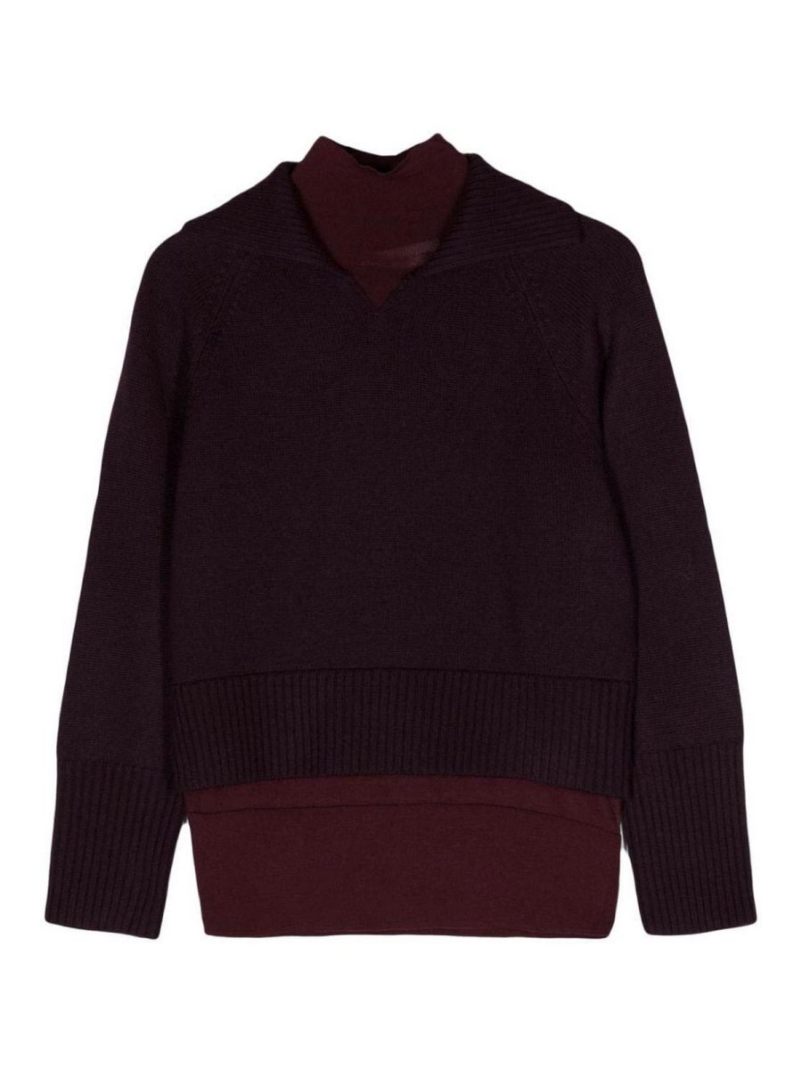 Victoria Beckham Pull Col Rond - Rouge Brun