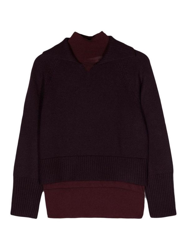 Victoria Beckham Pull Col Rond - Rouge Brun