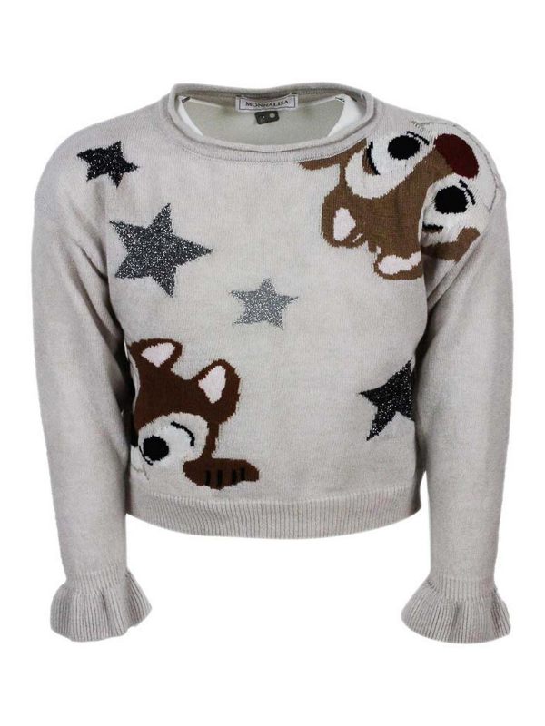 Monnalisa Pull Col Rond - Beige