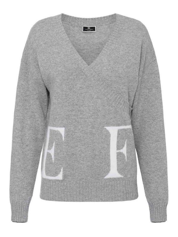 Elisabetta Franchi Pull Col Rond - Gris