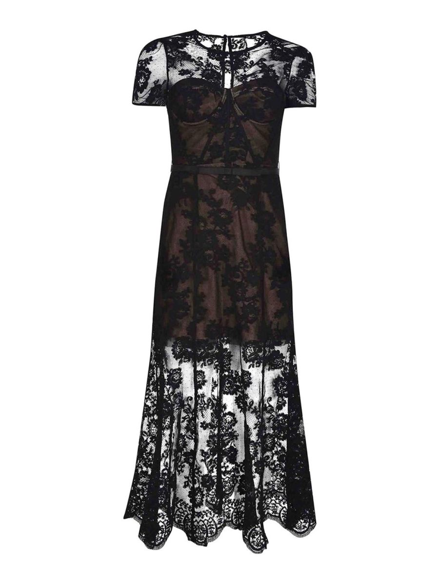 Self Portrait Robe Au Genou - Noir