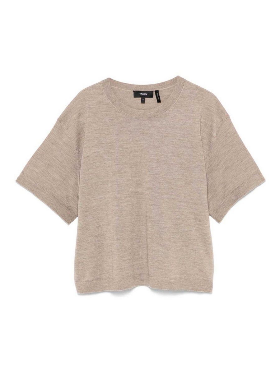 Theory Pull Col Rond - Beige