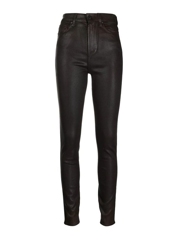 Paige Pantalons En Cuir - Marron