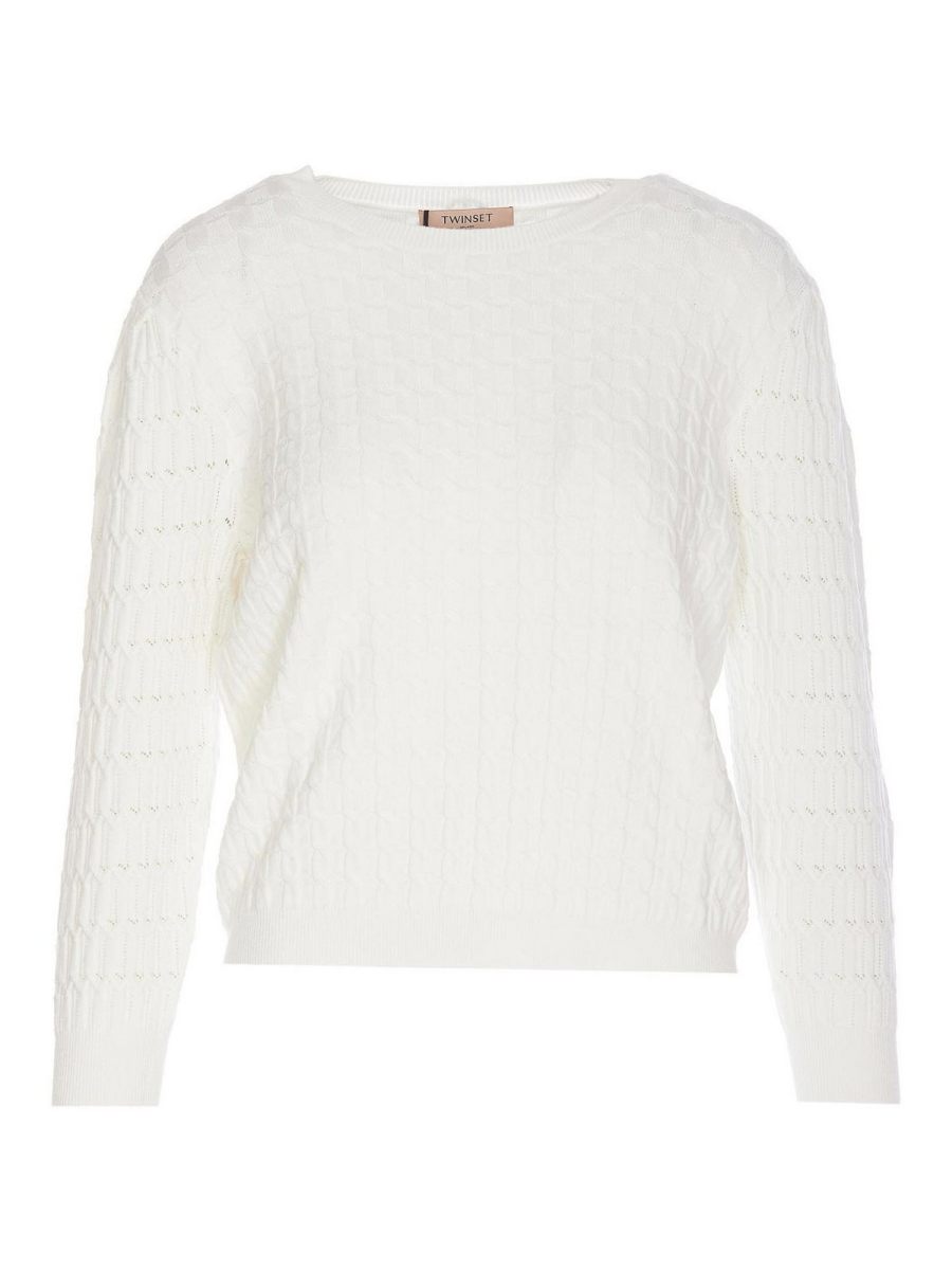 Twinset Pull Col Rond - Blanc