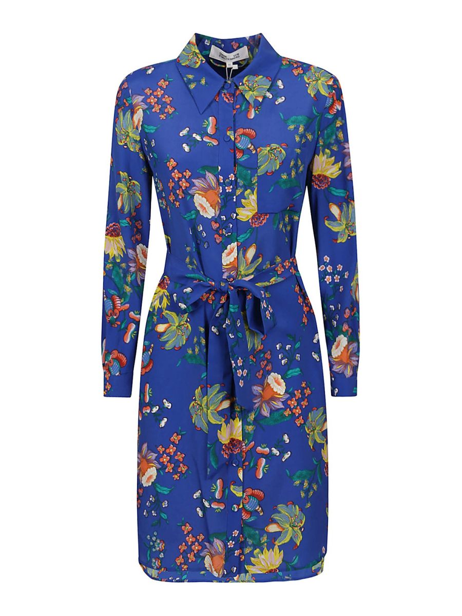 Diane Von Furstenberg Robe Au Genou - Bleu
