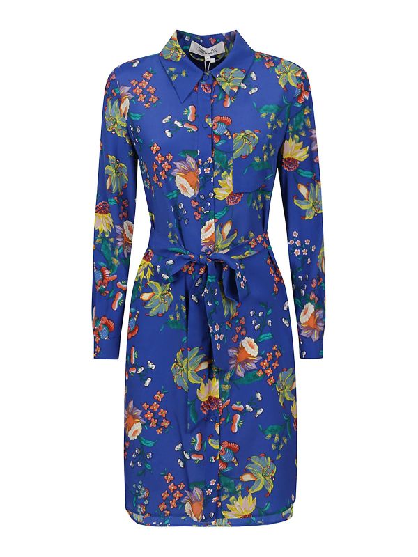 Diane Von Furstenberg Robe Au Genou - Bleu