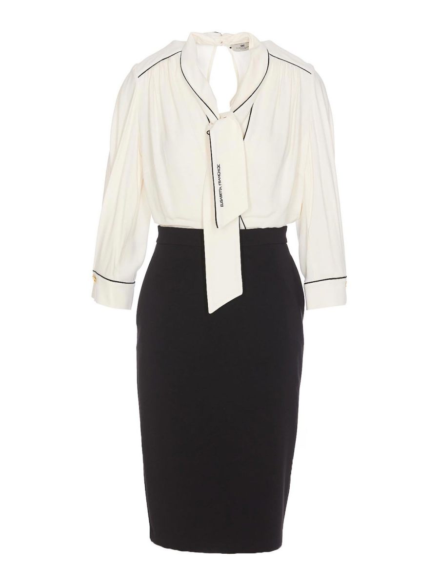 Elisabetta Franchi Robe Au Genou - Blanc