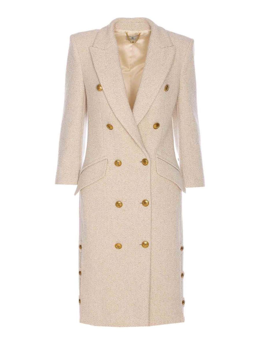 Elisabetta Franchi Manteau Court - Blanc