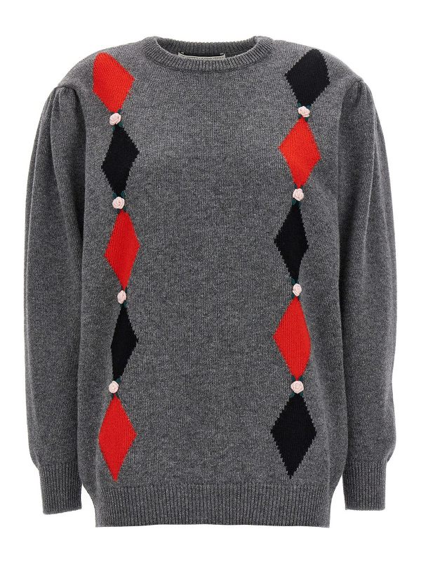Alessandra Rich Pull Col Rond - Gris