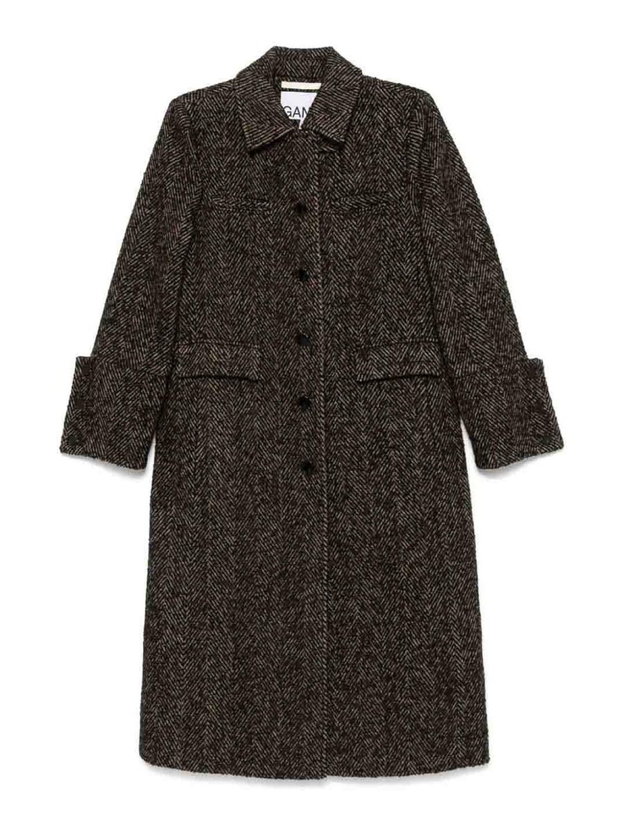 Ganni Manteau Court - Marron