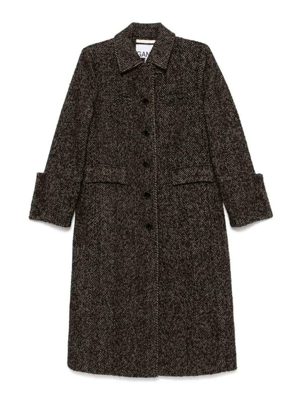 Ganni Manteau Court - Marron