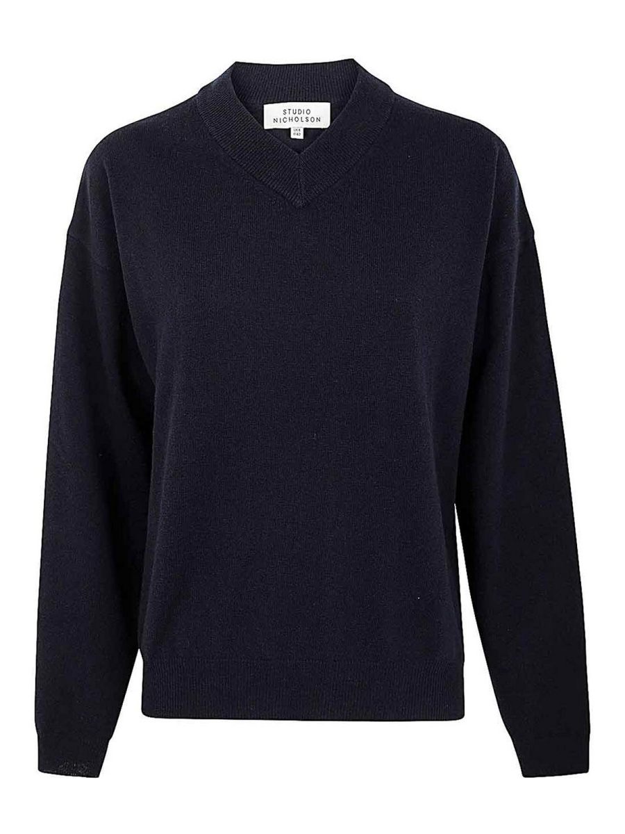Studio Nicholson Pull À Col V - Bleu