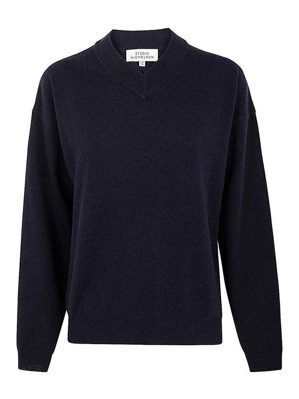 Studio Nicholson Pull À Col V - Bleu