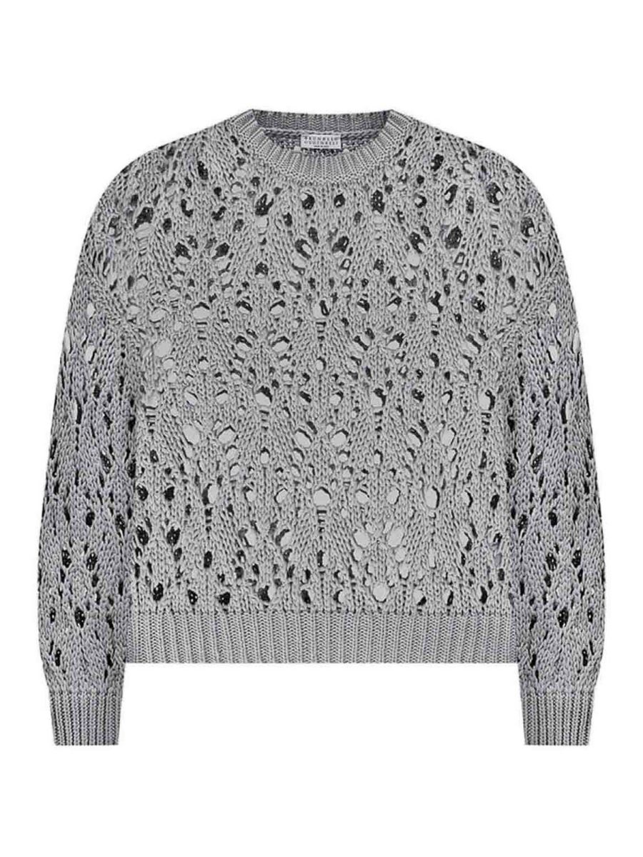 Brunello Cucinelli Pull Col Bateau - Gris