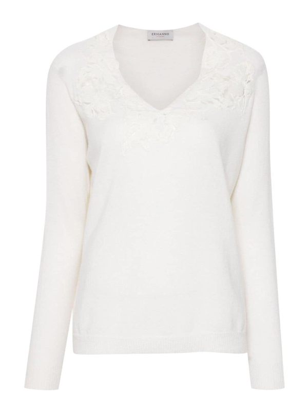 Ermanno Firenze Pull À Col V - Blanc