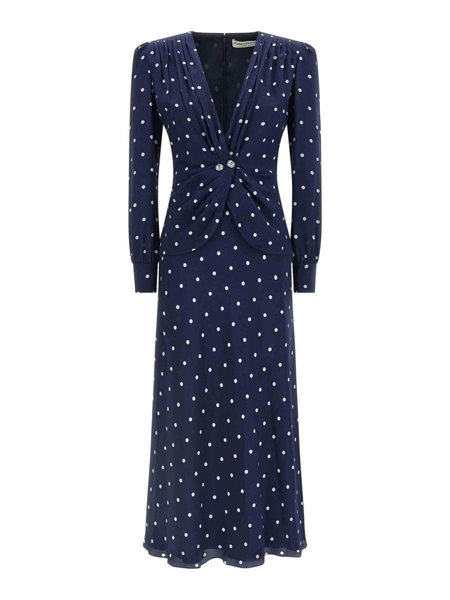 Alessandra Rich Robe Au Genou - Bleu