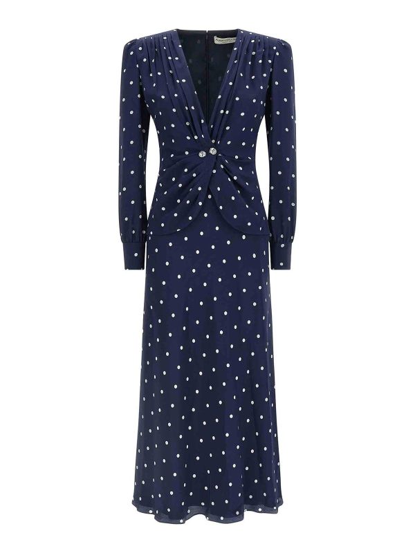 Alessandra Rich Robe Au Genou - Bleu