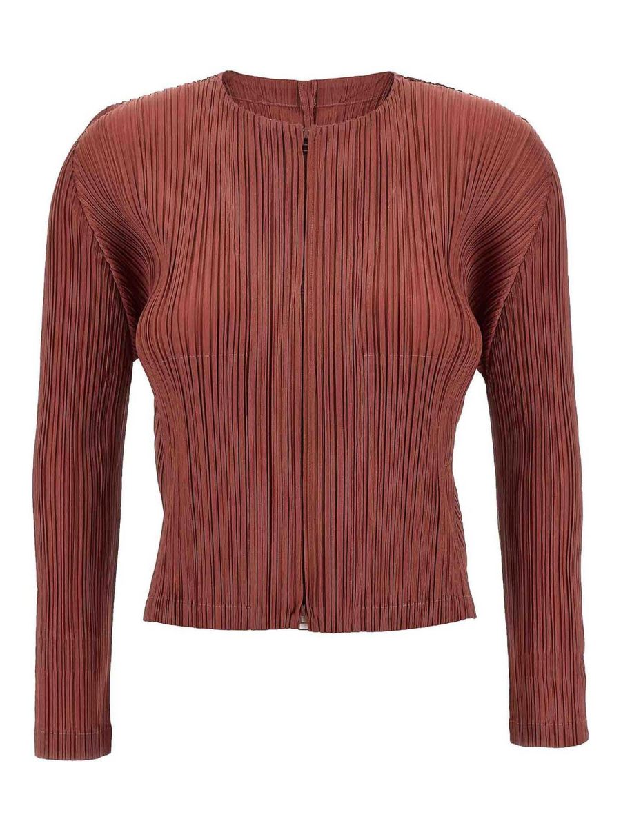 Pleats Please Issey Miyake Veste Casual - Rouge Brun