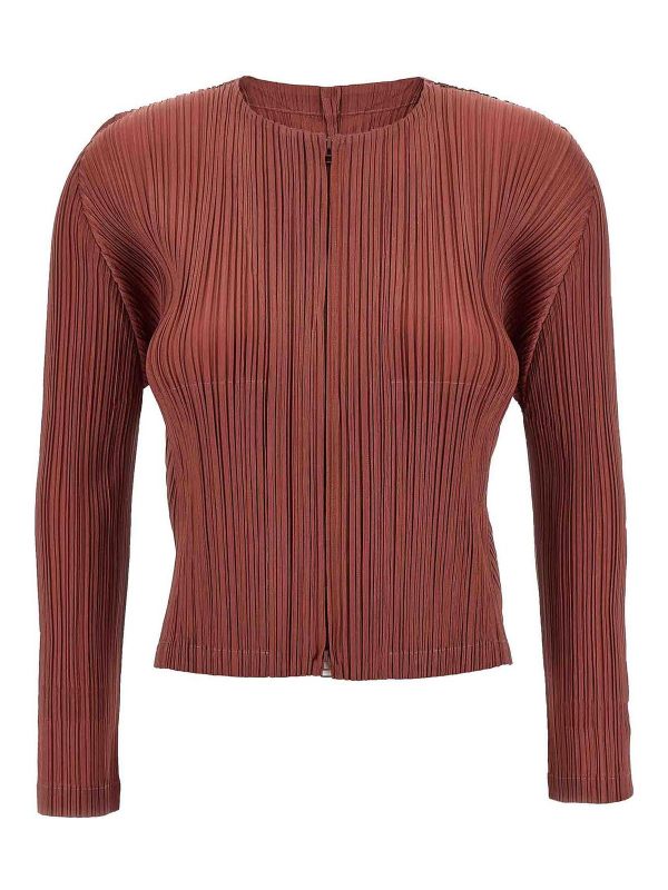 Pleats Please Issey Miyake Veste Casual - Rouge Brun