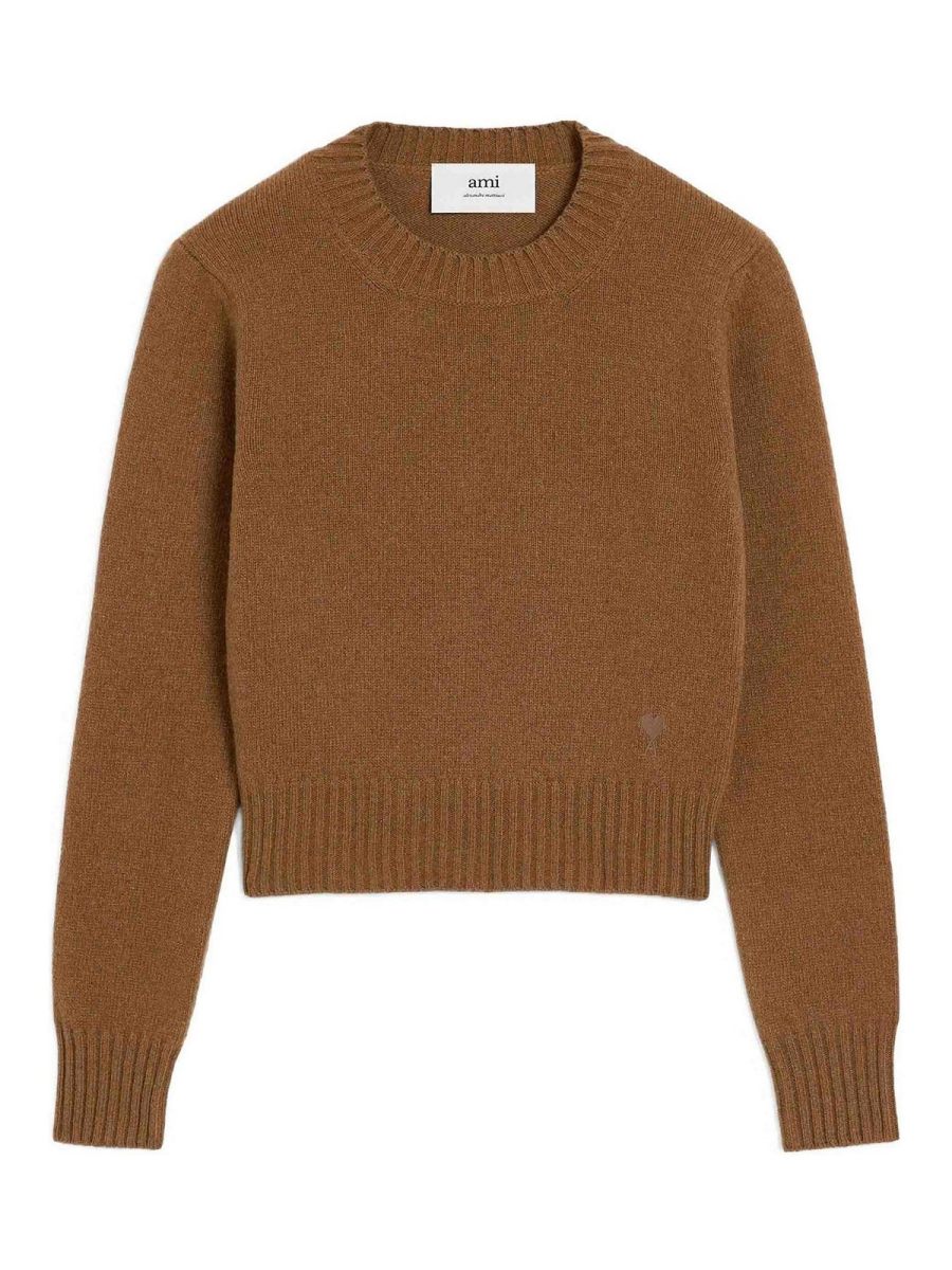 Ami Paris Pull Col Rond - Beige