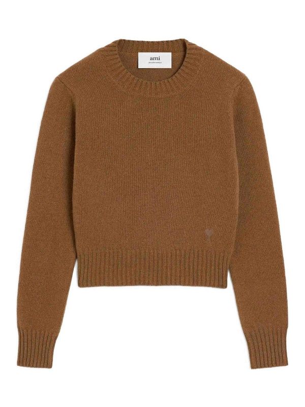 Ami Paris Pull Col Rond - Beige