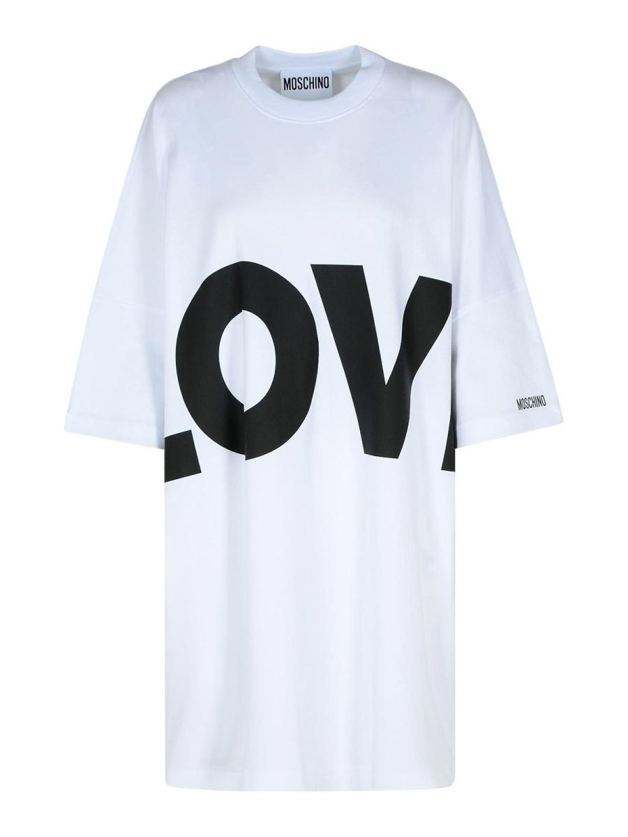 Moschino Robe Au Genou - Blanc